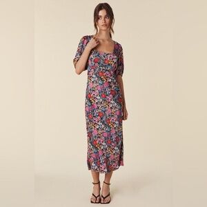 SPELL Last Drinks Bias Midi Dress in Evening Floral- Medium